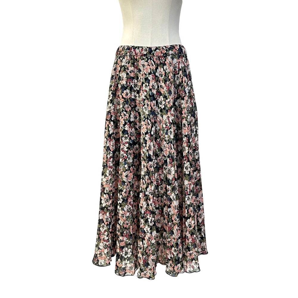 Abercrombie & Fitch ditsy floral pleated midi/maxi skirt M black multi Cottage
